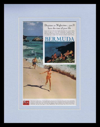 1961 Bermuda Travel Tourism Framed 11x14 ORIGINAL Vintage Advertisement