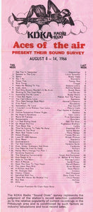 KDKA 1020 Pittsburgh VINTAGE August 8 1966 Music Survey Rolling Stones