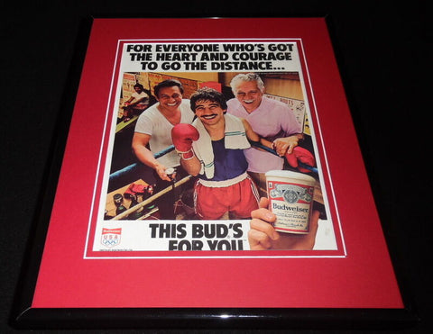 1983 Budweiser Beer This Bud's For You Boxing Framed ORIGINAL Advertisement