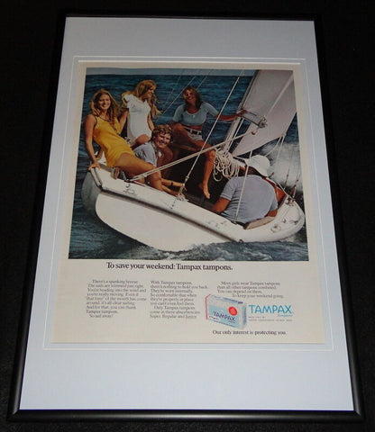 1972 Tampax Tampons Framed 12x18 ORIGINAL Advertisement 