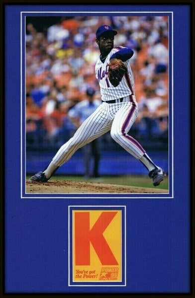 Dwight Gooden Framed Photo & Power 95 K Card Display 11x17 NY Mets Dr. K.