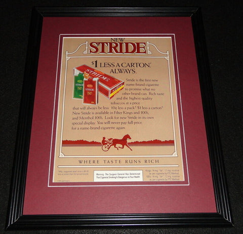 1985 Stride Cigarettes 11x14 Framed ORIGINAL Vintage Advertisement