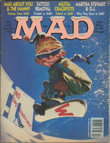 ORIGINAL Vintage Jan 1996 Mad Magazine #342 Martha Stewart OJ Simpson