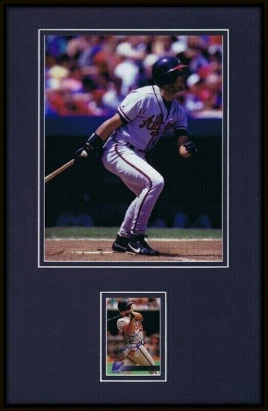 Dave David Justice Signed Framed 11x17 Photo Display Braves Yankees