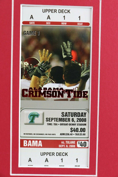 Nick Saban Framed 16x20 Photo & 2008 Alabama vs Tulane Replica Ticket Set