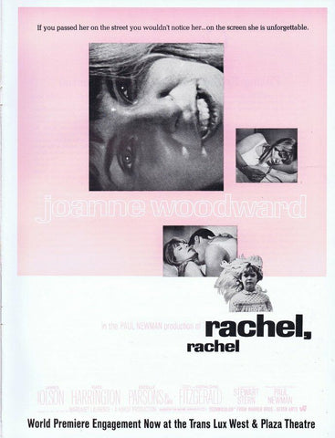 Rachel, Rachel ORIGINAL Vintage 1968 9x12 Industry Ad Joanne Woodward