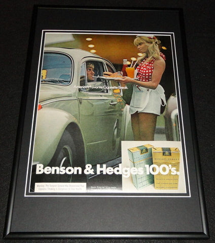 1972 Benson & Hedges 100s Framed 12x18 ORIGINAL Advertisement