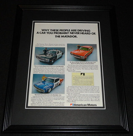 1972 American Motors Matador Framed 11x14 ORIGINAL Advertisement