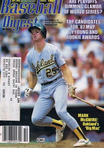 ORIGINAL Vintage Oct 1987 Baseball Digest Magazine Mark McGwire Rookie Season