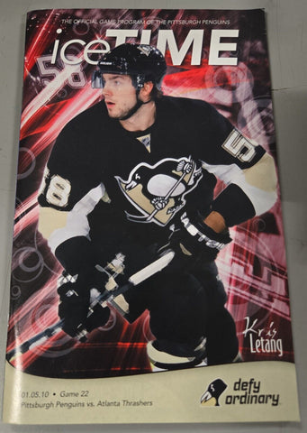 Jan 5 2010 Thrashers @ Penguins Program Kris Letang Jordan Staal 2 Goals