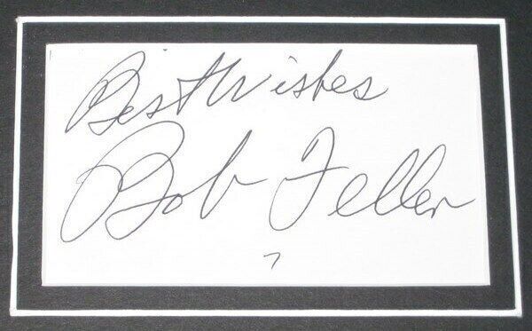 Bob Feller Signed Framed 11x14 Photo Display JSA Indians