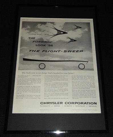 1956 Chrysler Flight Sweep Framed 11x17 ORIGINAL Advertising Display 