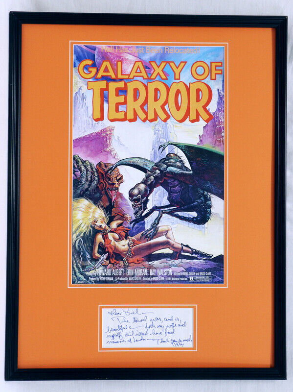 Ray Walston Signed Framed Handwritten Note & Galaxy of Terror Poster Display