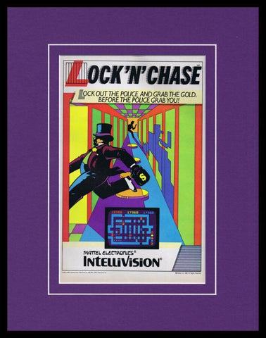 Lock N Chase 1982 Intellivsion Framed 11x14 ORIGINAL Vintage Advertisement