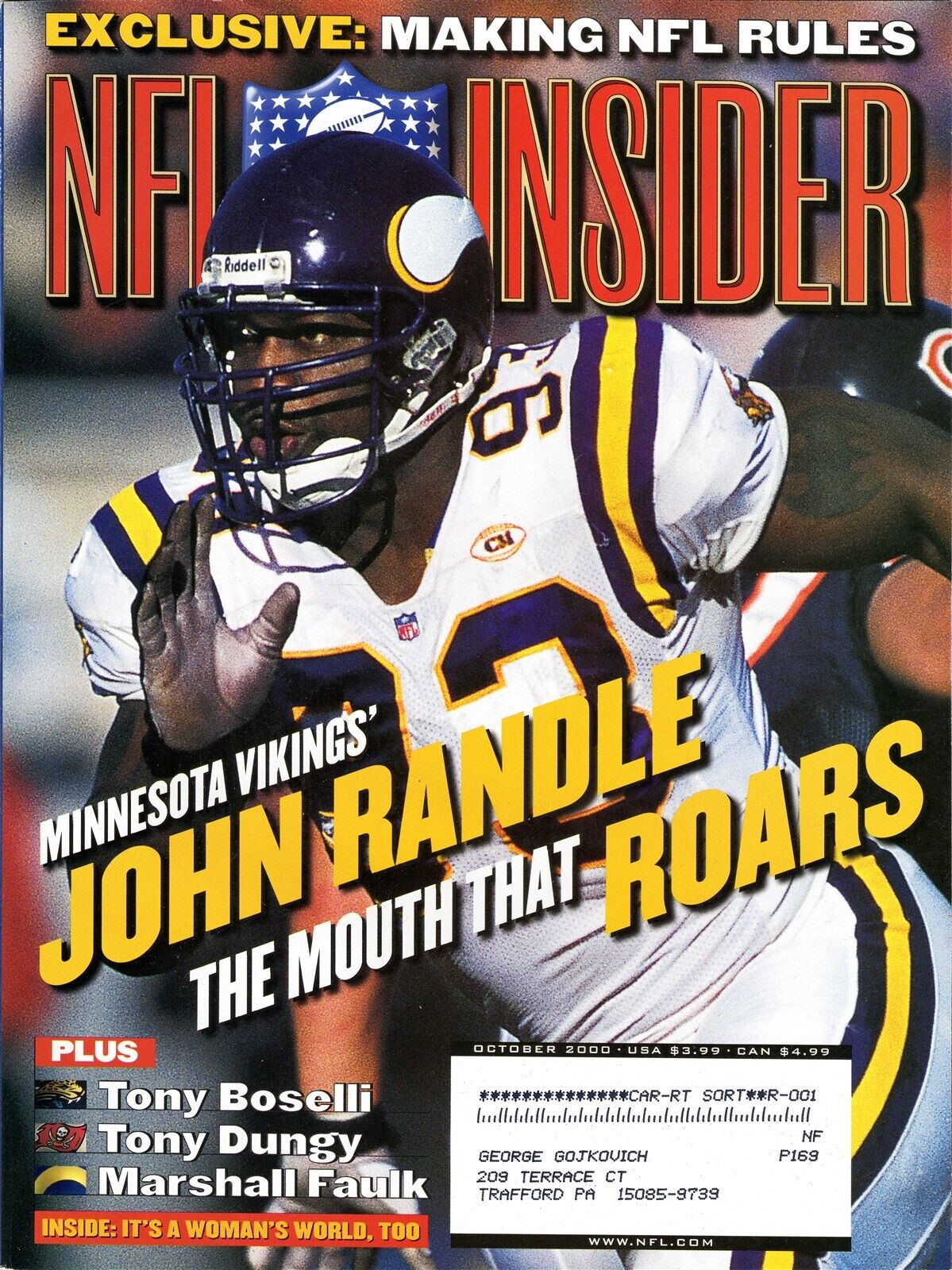 VINTAGE Oct 2000 NFL Insider Magazine John Randle Marshall Faulk