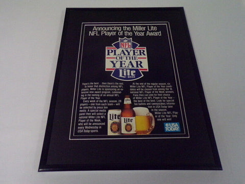 1989 Miller Lite Beer / NFL 11x14 Framed ORIGINAL Vintage Advertisement