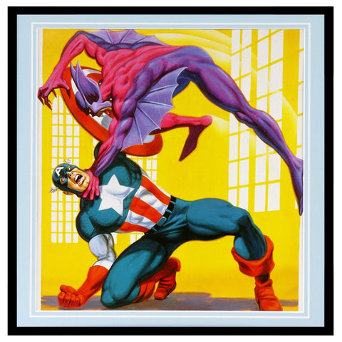 VINTAGE 1988 Marvel Captain America Framed 12x12 Poster Display