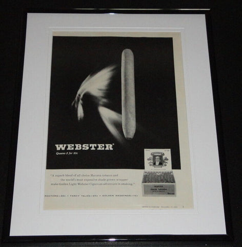 1958 Webster's Queens 11x14 Framed ORIGINAL Vintage Advertisement