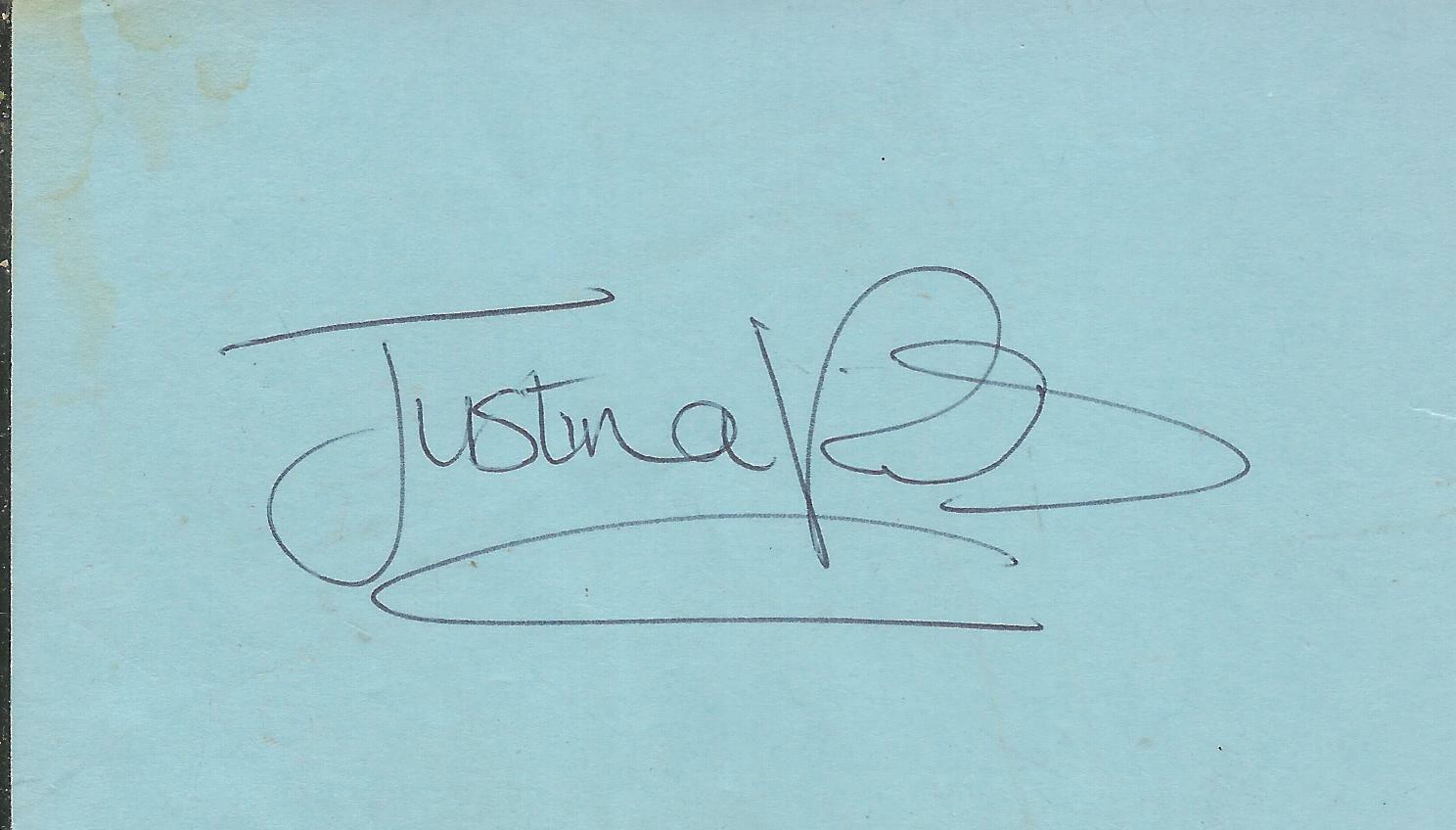 Justina Vail Signed 3x5 Index Card Seven Days