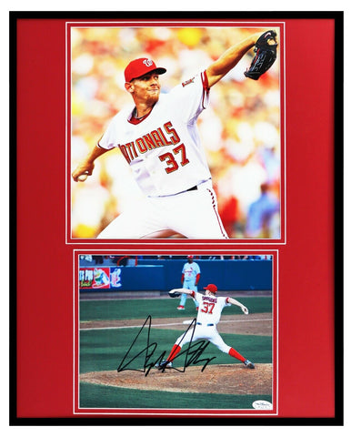 Stephen Strasburg Signed Framed 16x20 Photo Set JSA Nationals