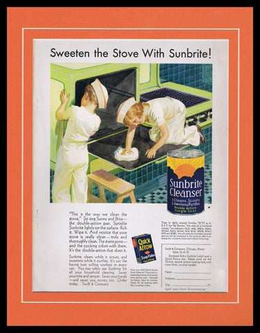 1932 Sunbrite Cleaner Framed 11x14 ORIGINAL Vintage Advertisement