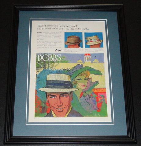 1959 Dobbs Straw Hat 11x14 Framed ORIGINAL Vintage Advertisement