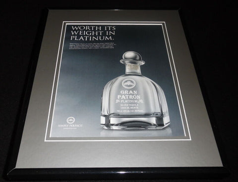 2016 Gran Patron Platinum Tequila Framed 11x14 ORIGINAL Vintage Advertisement 