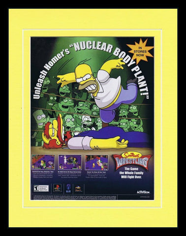 Simpsons Wrestling 2001 Playstation 11x14 Framed ORIGINAL Vintage Advertisement 