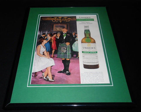 1960 Usher's Green Stripe Whisky 11x14 Framed ORIGINAL Advertisement