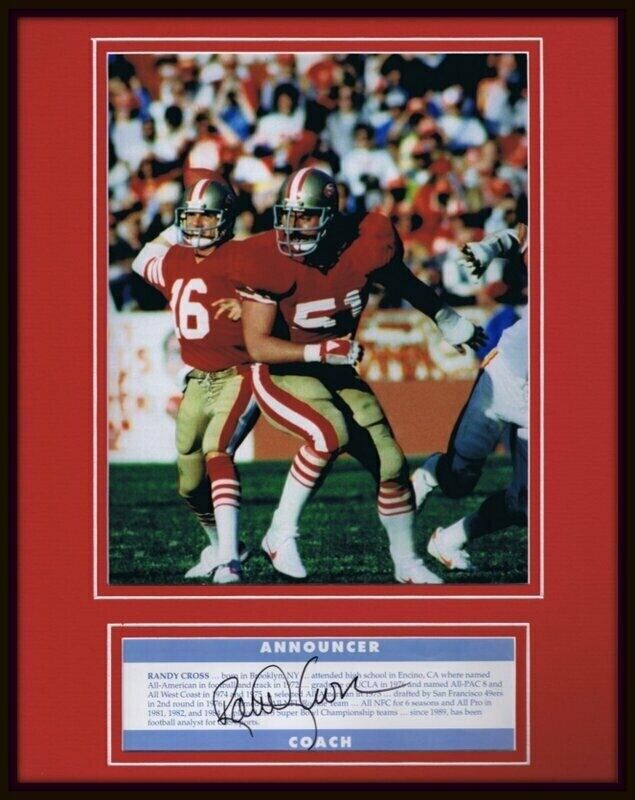 Randy Cross Signed Framed 11x14 Photo Display 49ers