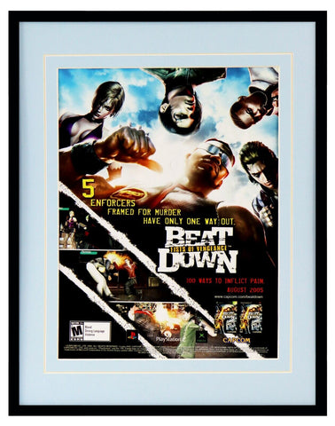 VINTAGE 2005 Beat Down Fists of Vengeance Framed 11x14 Advertisement PS2 XBox