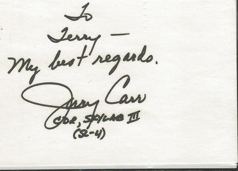 Jerry Carr Signed Index Card Skylab III