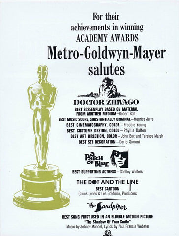 1966 MGM Academy Awards / Dr Zhivago ORIGINAL Vintage 9x12 Industry Ad 