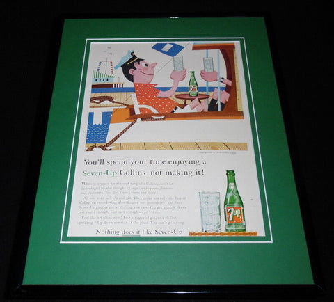 1958 Seven Up 7 Up Collins 11x14 Framed ORIGINAL Vintage Advertisement