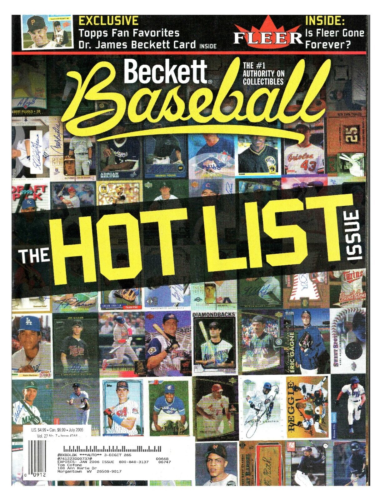 July 2005 Beckett Baseball Magazine #244 The Hot List Issue