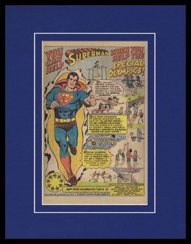 Superman 1977 Special Olympics Framed 11x14 ORIGINAL Vintage Advertisement