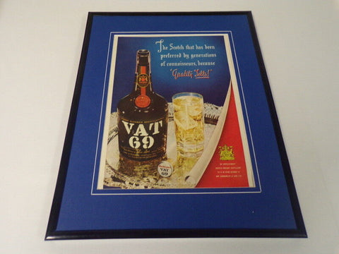 1951 Vat 69 Scotch Framed 11x14 ORIGINAL Vintage Advertisement 