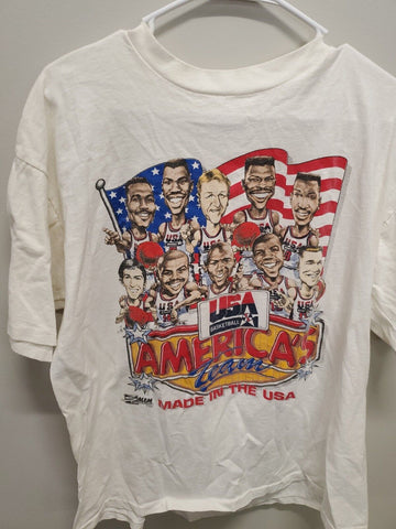 VINTAGE 1992 Salem USA Dream Team T-Shirt XL Michael Jordan Bird Magic Barkley