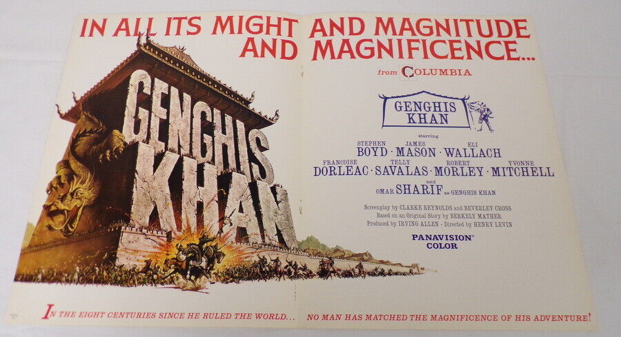 VINTAGE 1965 Genghis Khan 12x18 Industry Poster Ad Omar Sharif James Mason