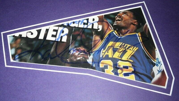 Karl Malone Signed Framed 16x20 Photo Poster Display JSA Utah Jazz