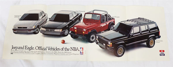 VINTAGE 1989 Jeep / NBA / Beck's Beer / Larry Bird 11x32" Folded Poster 