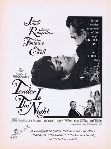 Tender is the Night ORIGINAL Vintage 1962 9x12 Industry Ad Jennifer Jones