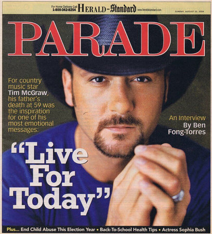 ORIGINAL Vintage Parade Magazine August 22 2004 Tim McGraw