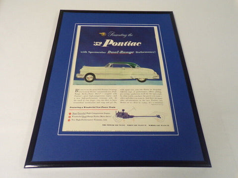 1952 Pontiac Dual Range Framed 11x14 ORIGINAL Vintage Advertisement