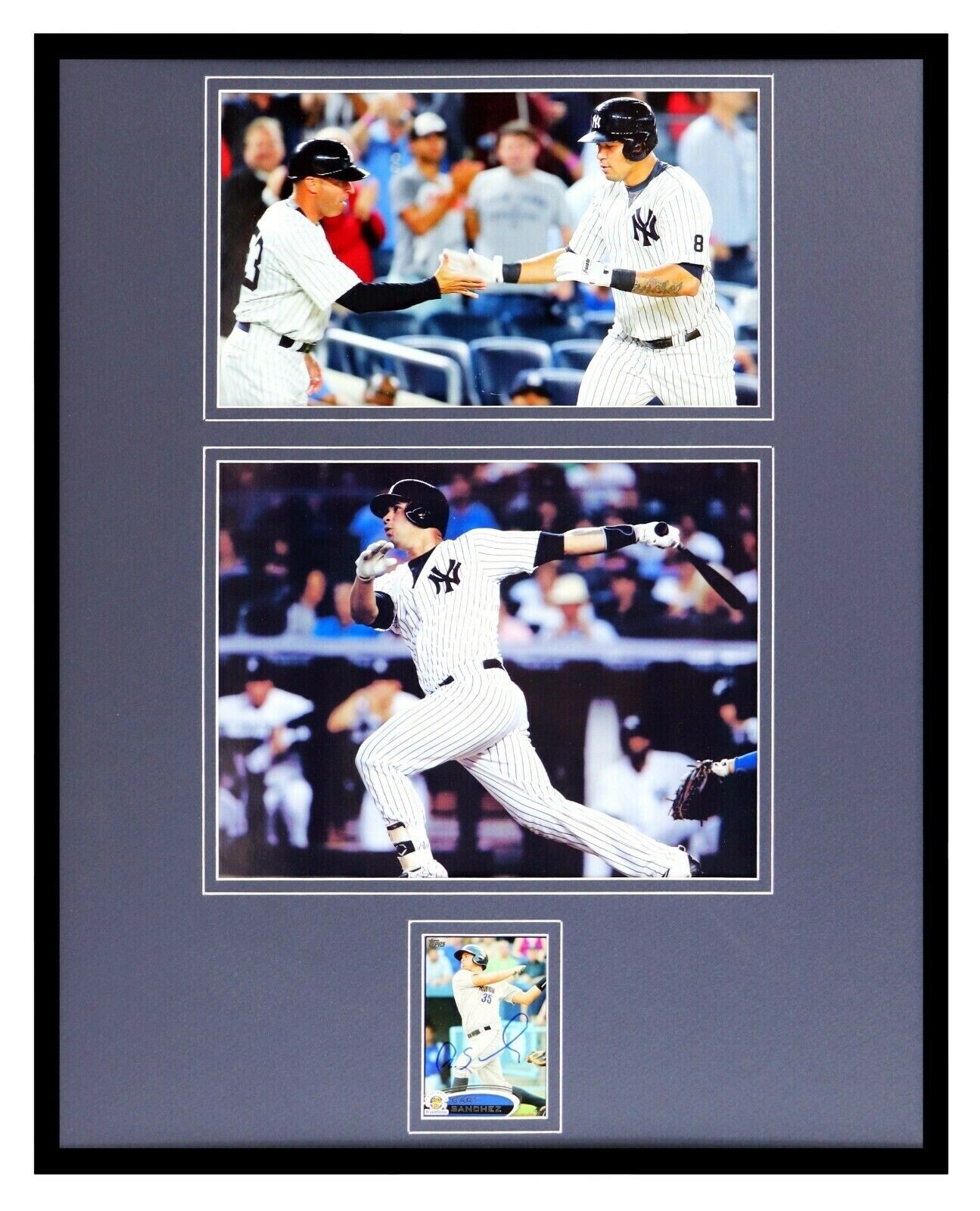 Gary Sanchez Signed Framed 16x20 Rookie Card & Photo Display JSA Yankees