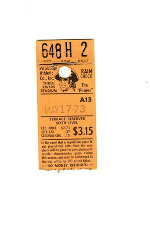 May 17 1973 Philadelphia Phillies @ Pittsburgh Pirates Ticket Mike Schmidt 34 Gm