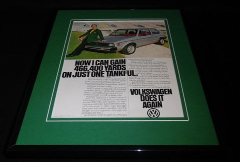 Paul Hornung 1980 Volkswagen 11x14 Framed ORIGINAL Vintage Advertisement