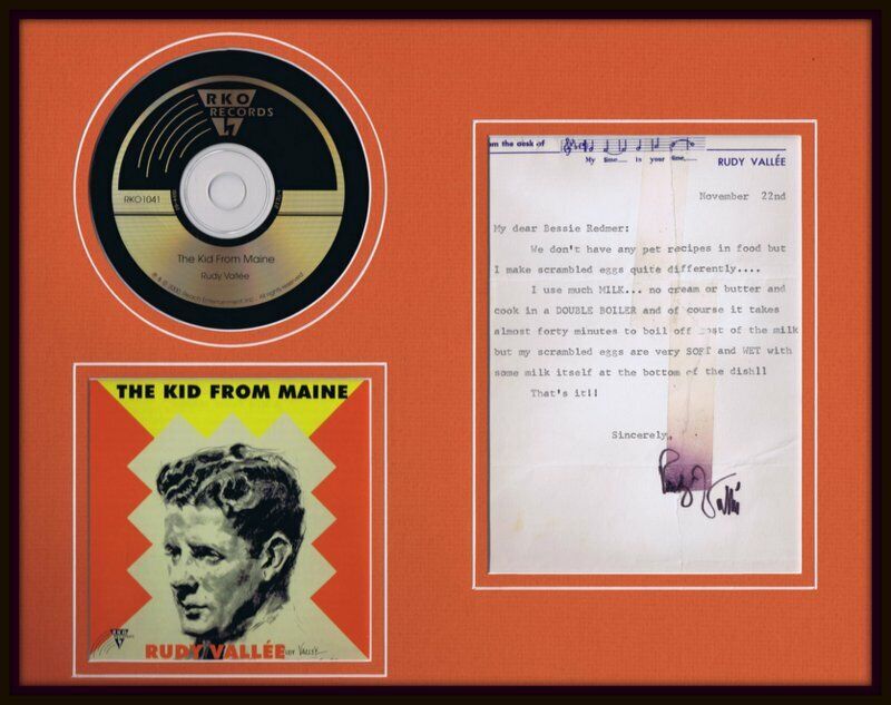 Rudy Vallee Signed Framed 11x14 Kid From Maine CD & Typed Letter Display