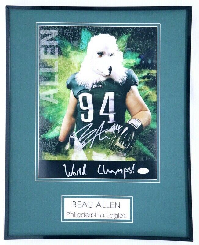 Beau Allen Signed Framed 16x20 Dog Photo Display JSA Philadelphia Eagles