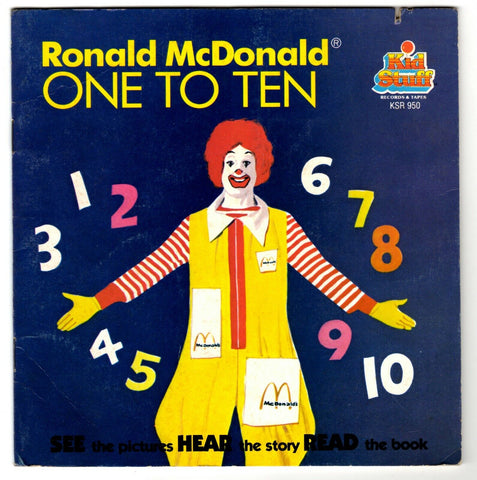 VINTAGE 1983 McDonald's Ronald McDonald One to Ten Vinyl 7" 45 RPM Book + Record